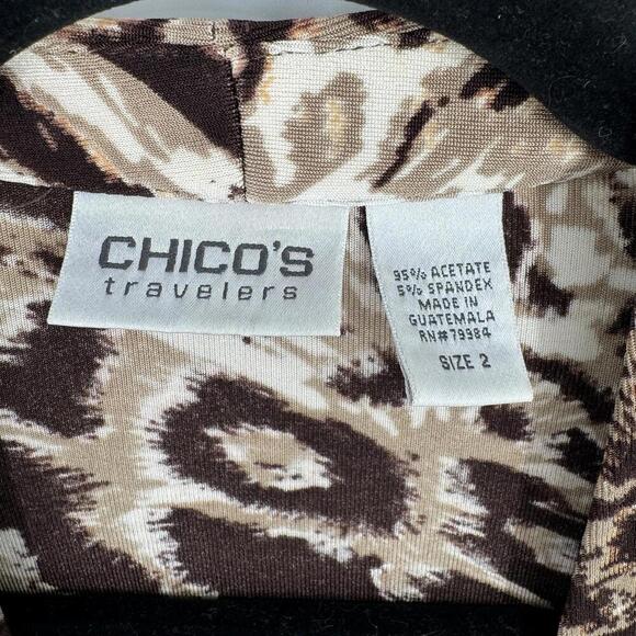 Chicos travelers top medium M animal print open cardigan stretch fall office - Picture 5 of 5